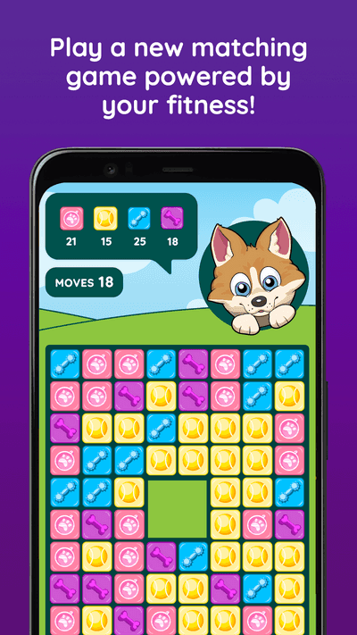 Picture of mobile phone with puzzle match game.